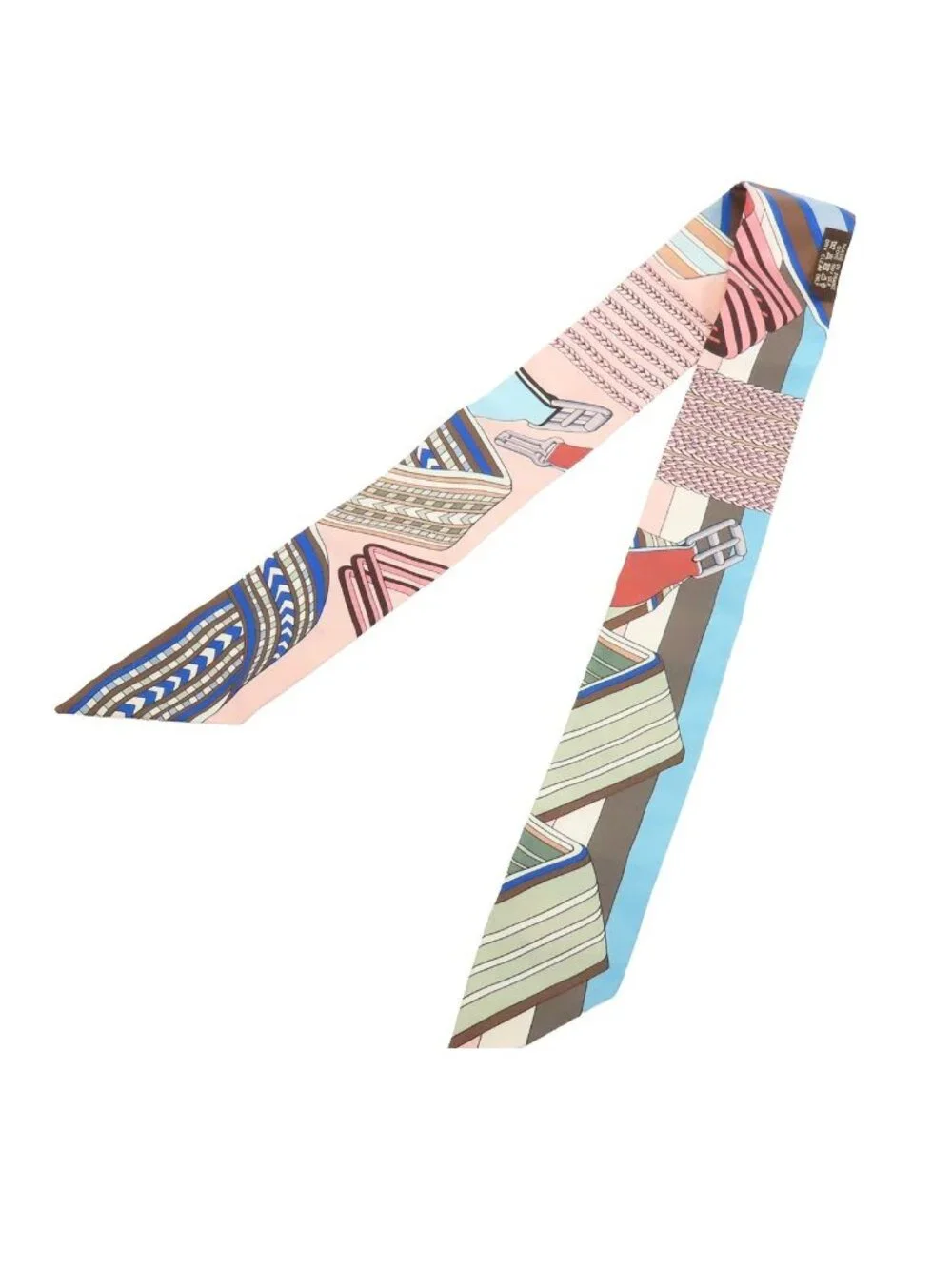 Hermes Twilly Multicolor Silk Sangles en Zigzag Scarf